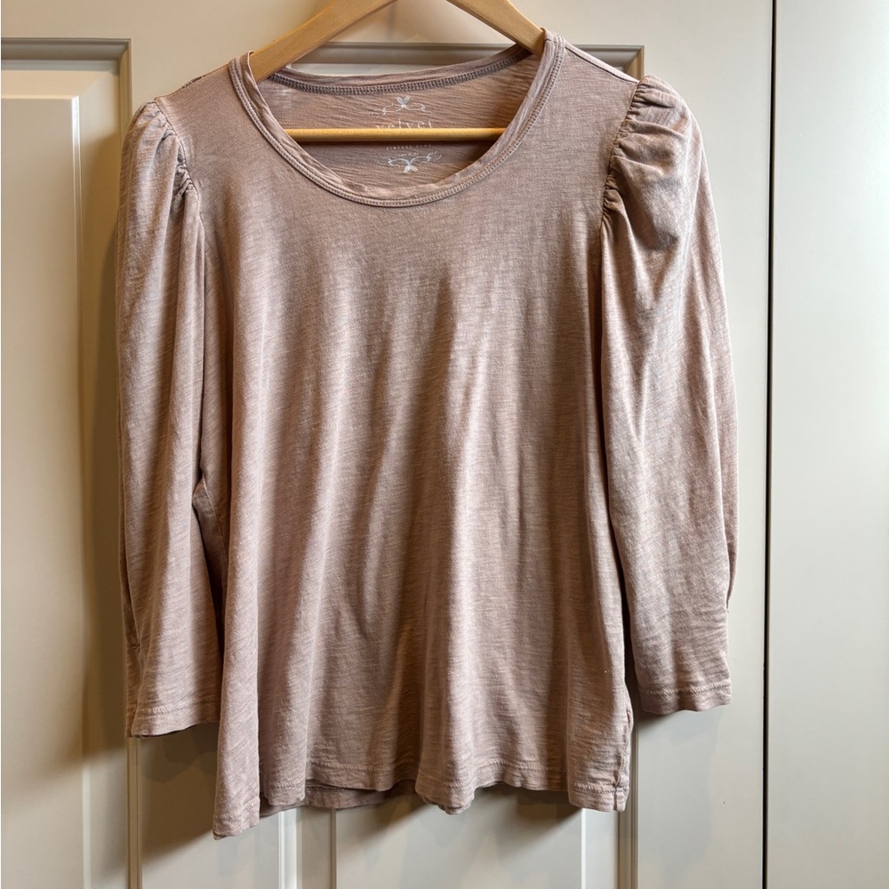 Velvet Women's Long Sleeve Top - Soft Taupe Medium